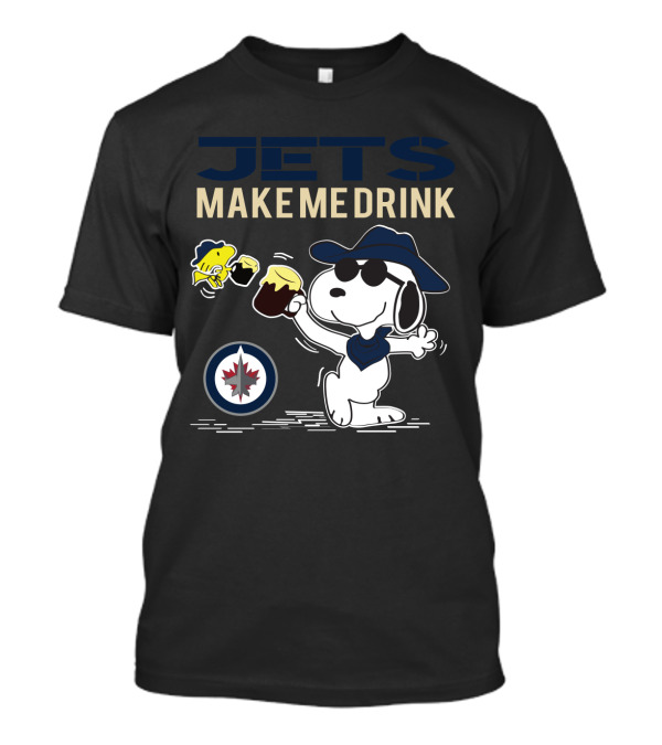 Snoopy Jets Make Me Drink Winnipeg Fans Peanuts Hockey NHL T-Shirt