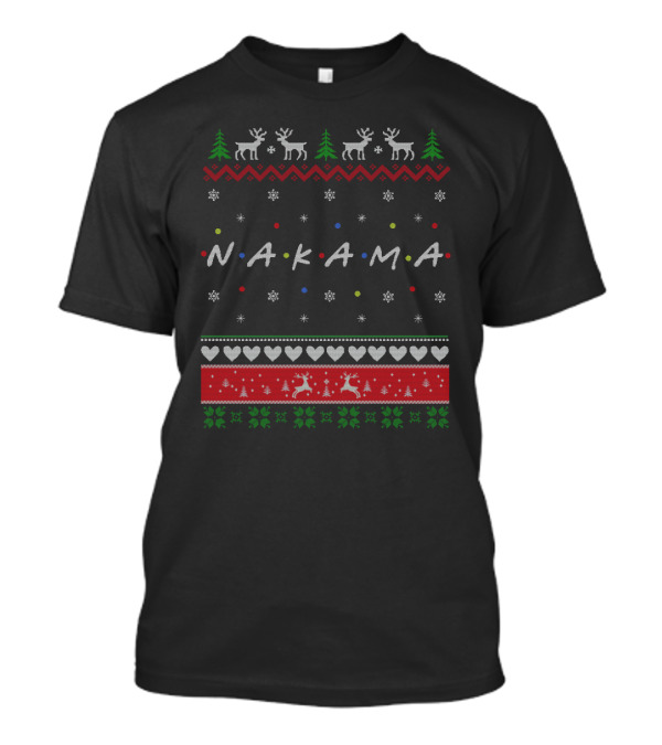 Nakama Holiday Sweater Friends TV Show Style Reindeer And Evergreen T-Shirt