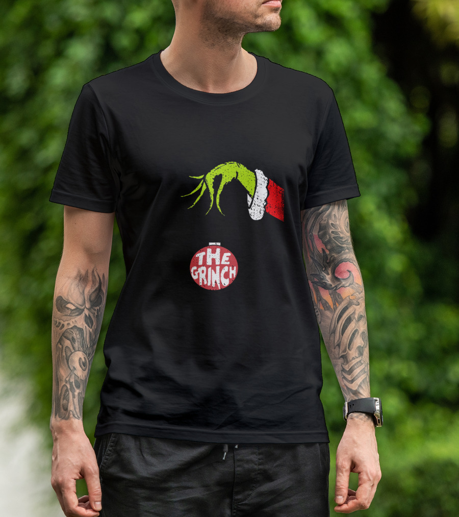The Grinch Green Hand Holding Red T-Shirt