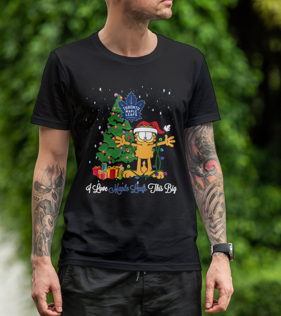I Love Toronto Maple Leafs This Big Christmas Garfield Tree T-Shirt