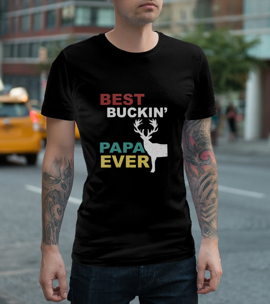 Best Buckin' Papa Ever Deer Antler T-Shirt