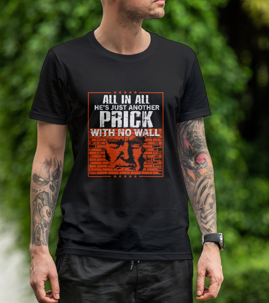 All In All He's Just Another Prick With No Wall With Brick Background T-Shirt