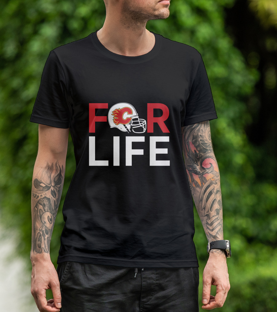 Calgary Flames Football Helmet For Life T-Shirt