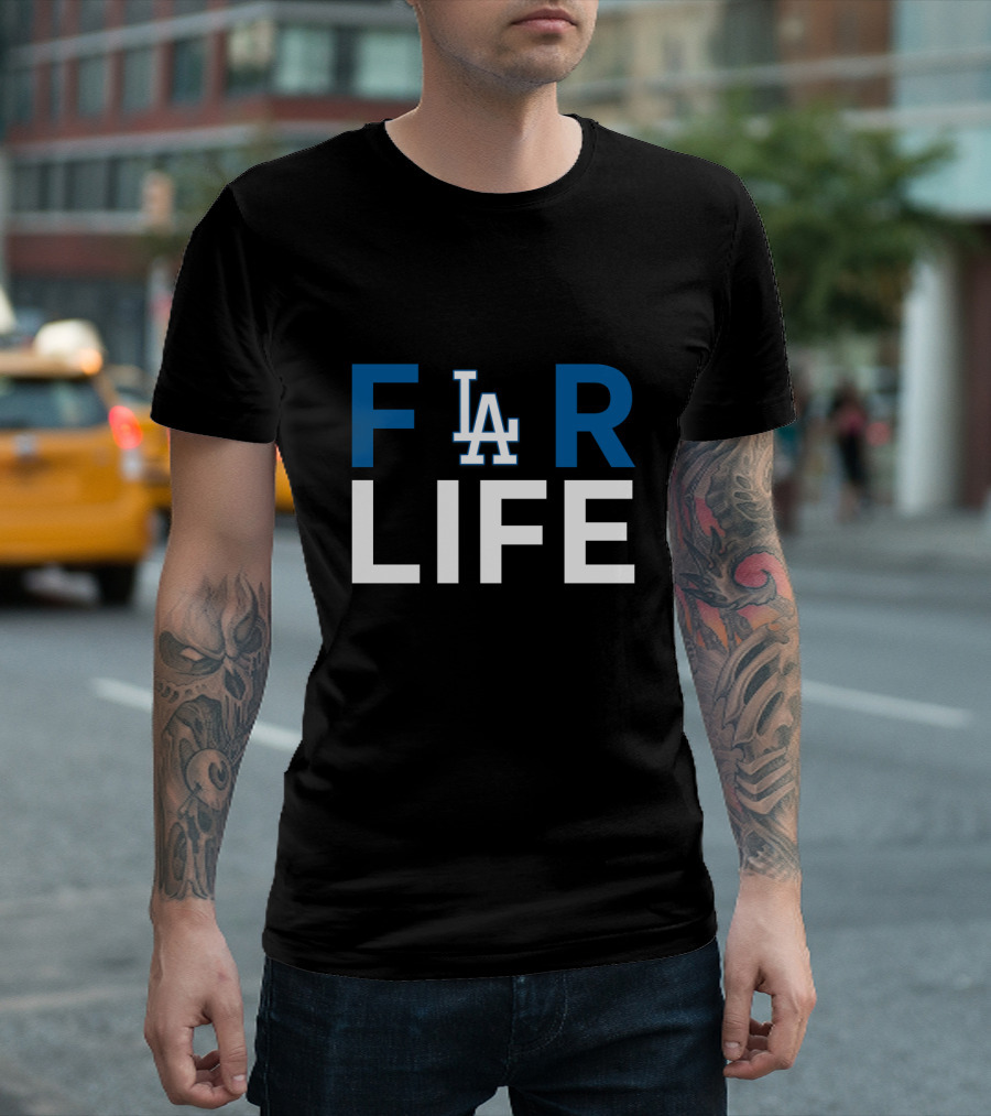 LA Dodgers For Life Fan Tribute Text T-Shirt