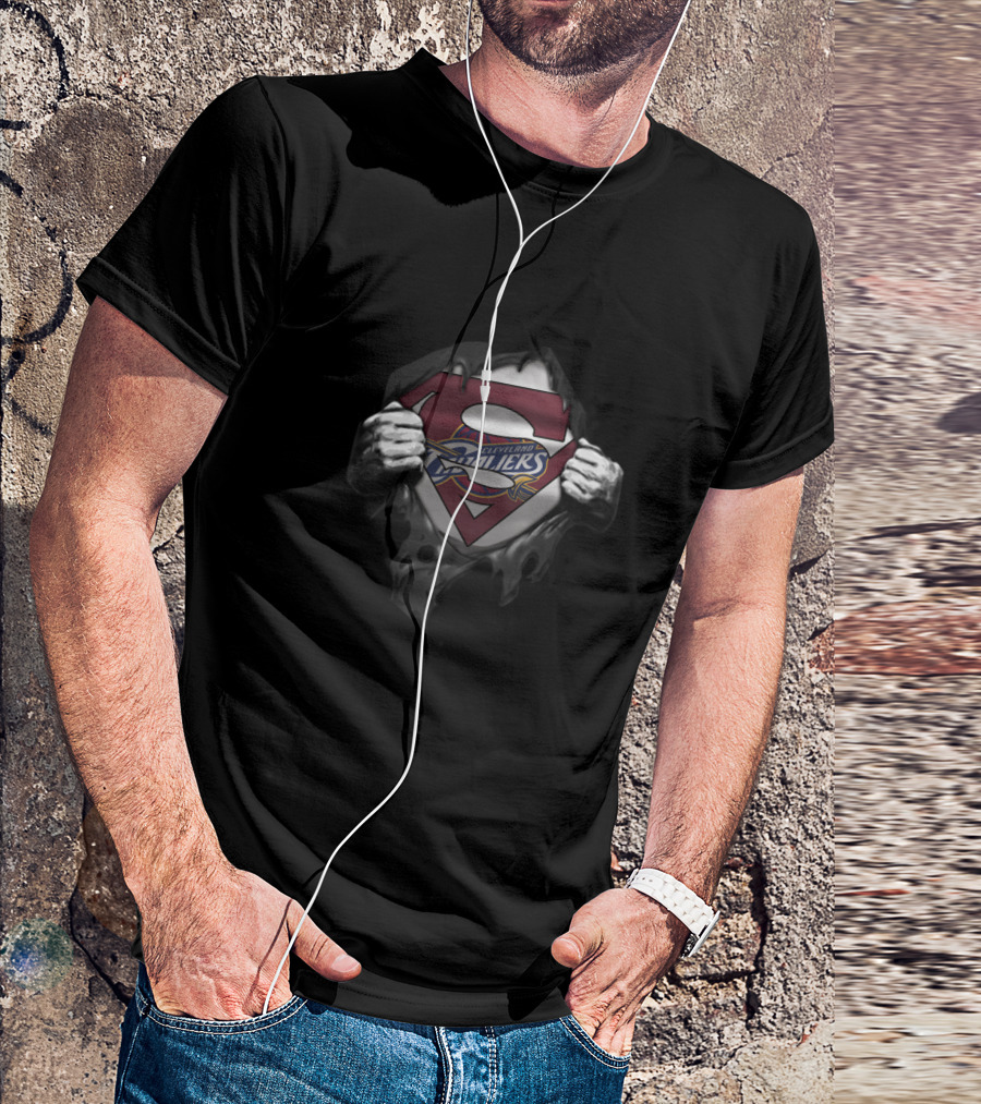 Cleveland Cavaliers Superman Logo Chest Reveal Fan Crossover T-Shirt