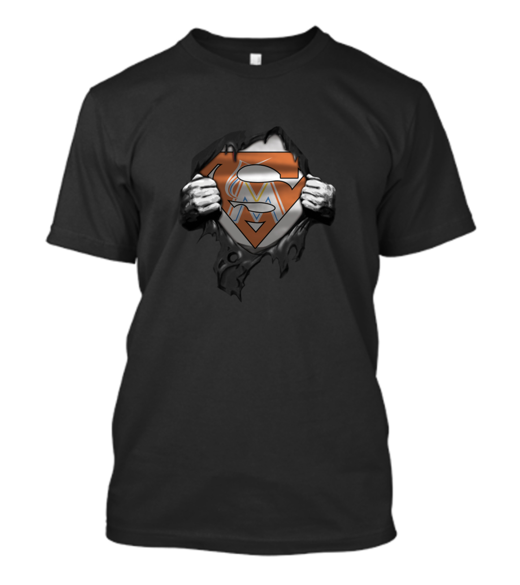 Miami Marlins Superman Logo Fusion Fans T-Shirt