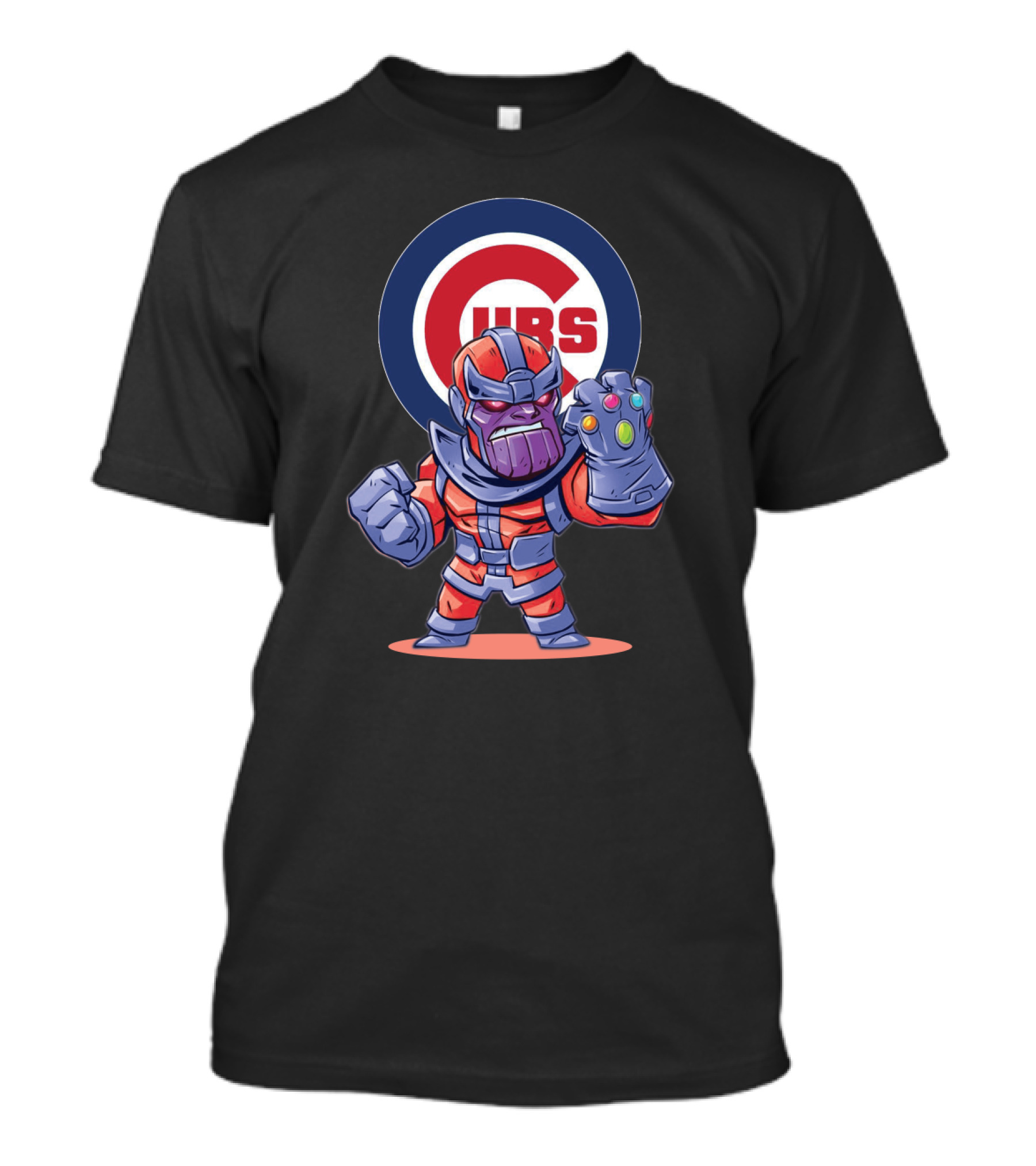 Thanos Cartoon Character With Infinity Gauntlet And Chicago Cubs T-Shirt