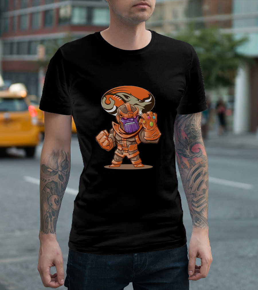 Thanos Meets Cleveland Browns Fans Infinity Gauntlet Victory T-Shirt