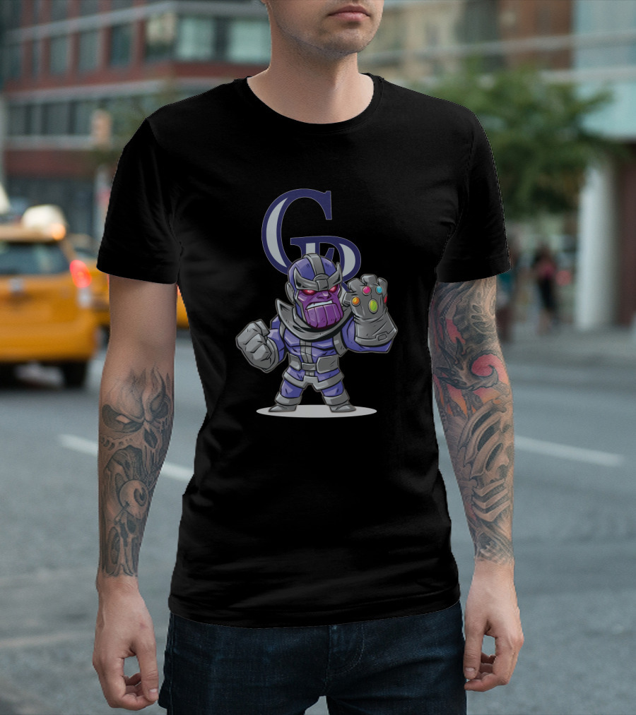 Thanos Colorado Rockies Crossover with Infinity Gauntlet and Rockies T-Shirt