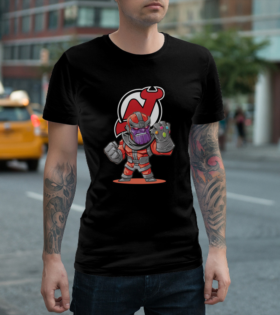 Thanos Infinity Gauntlet Meets New Jersey Devils NHL Fan T-Shirt