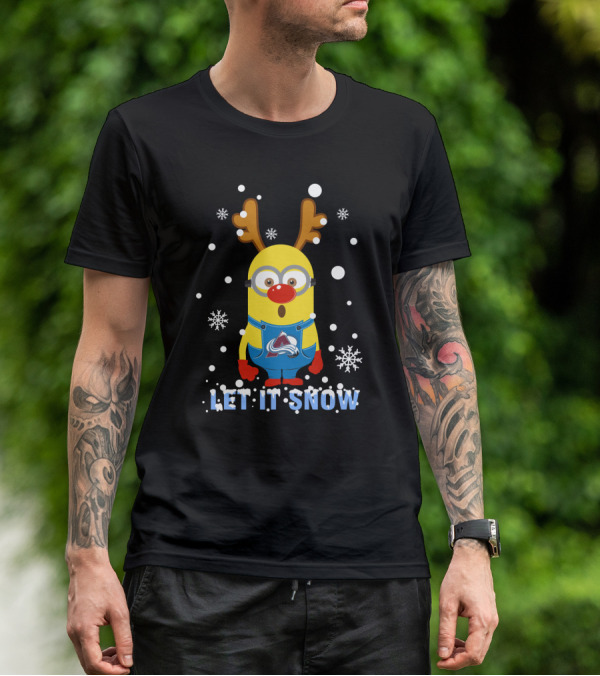 Let It Snow Minion Reindeer Colorado Avalanche Fans Xmas Snowflakes T-Shirt
