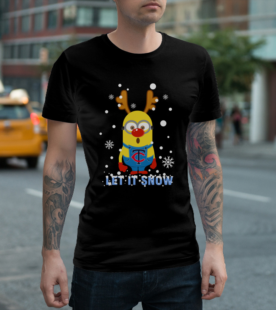 Minnesota Twins Minion Reindeer Let It Snow Xmas T-Shirt
