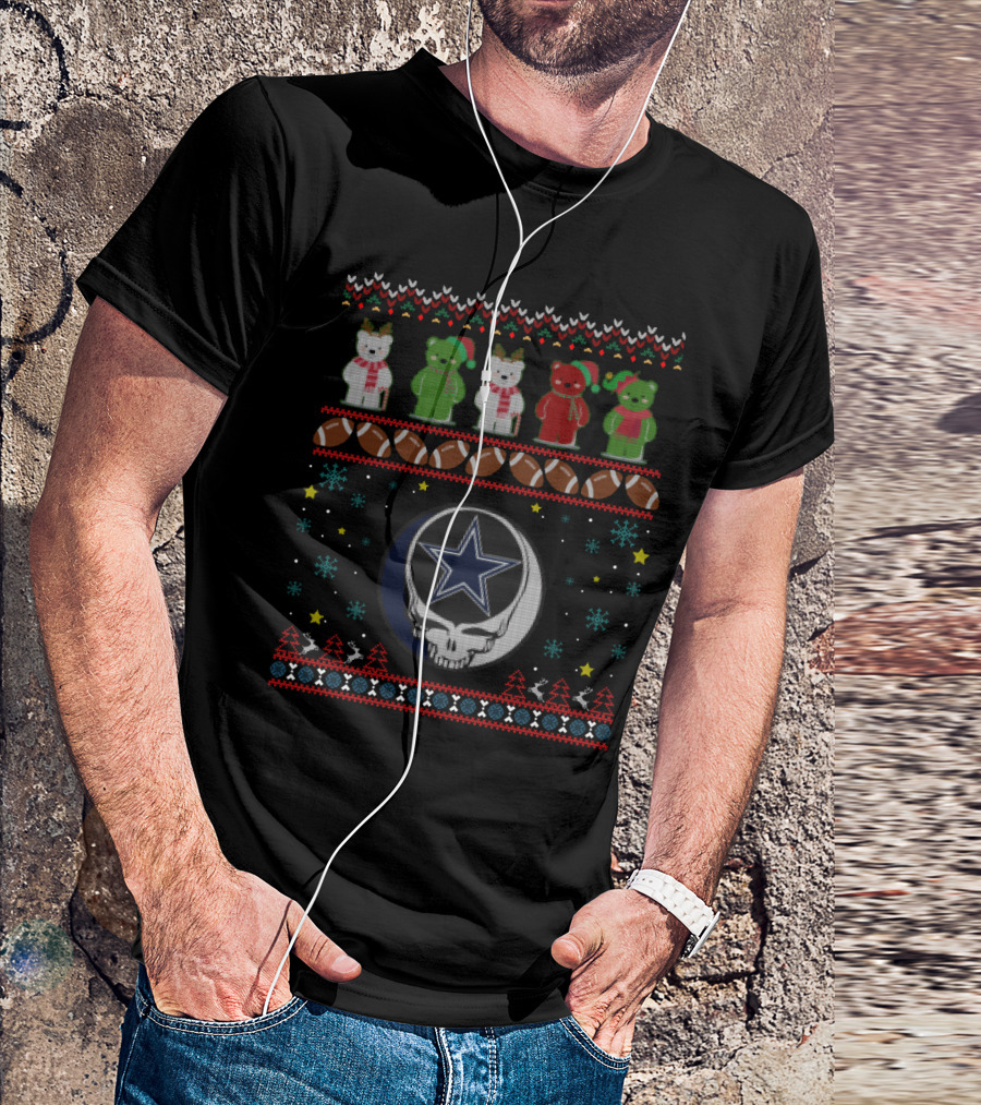 Dallas Cowboys Grateful Dead Bears Christmas Sweater Football Holiday T-Shirt