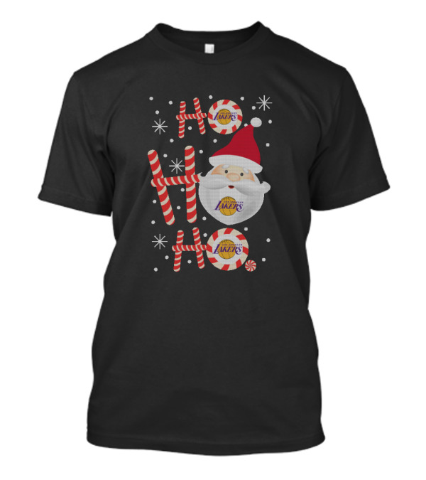 Ho Ho Ho Los Angeles Lakers Santa Themed Xmas T-Shirt
