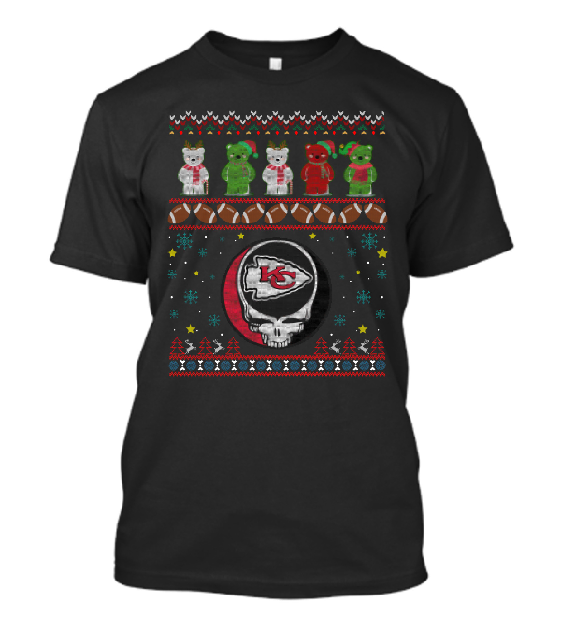 Kansas City Chiefs Grateful Dead Bears Christmas T-Shirt