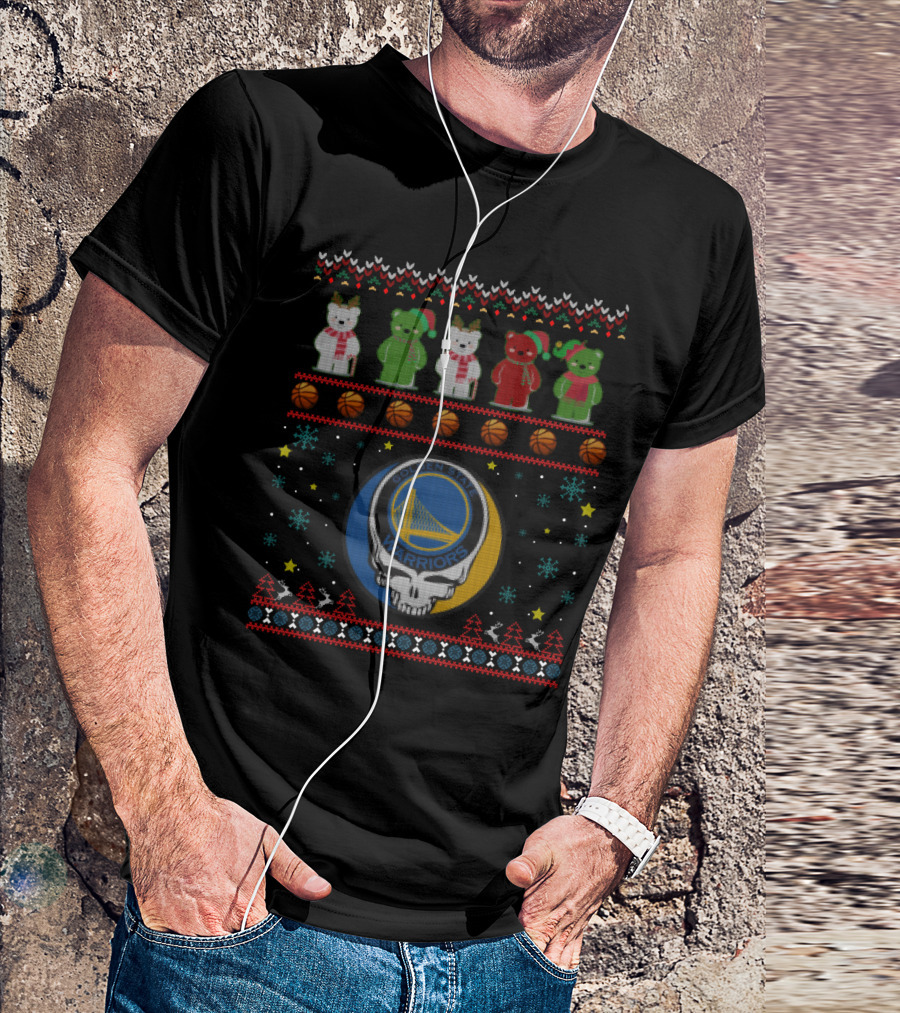 Golden State Warriors Grateful Dead Bears Christmas Ugly T-Shirt