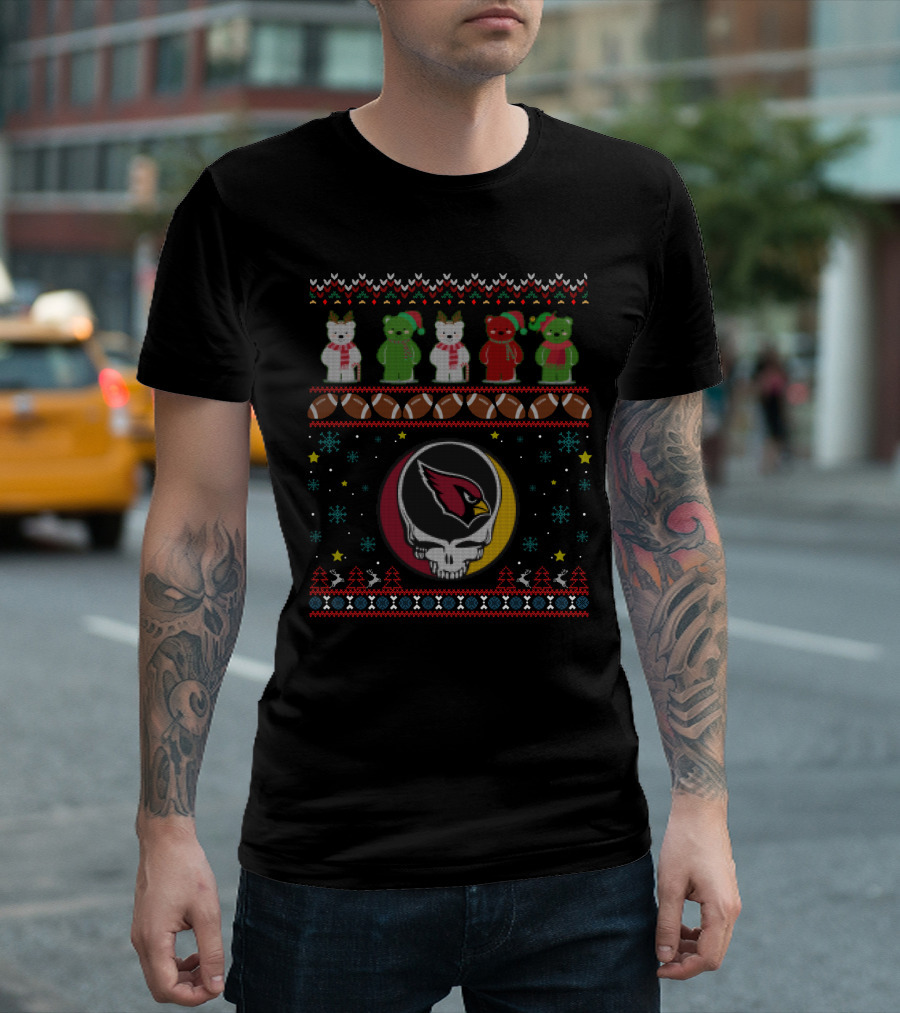 Arizona Cardinals Grateful Dead Christmas Bear T-Shirt