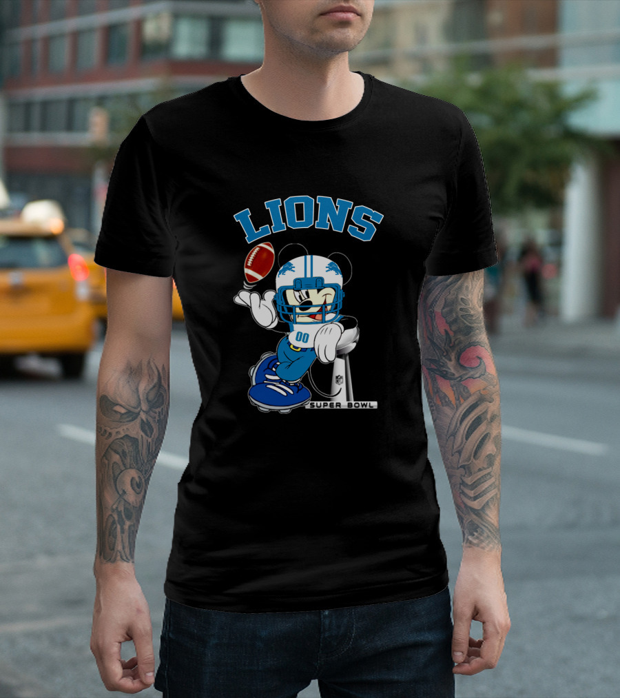 Lions Mickey Nfl Super Bowl Football T-Shirt
