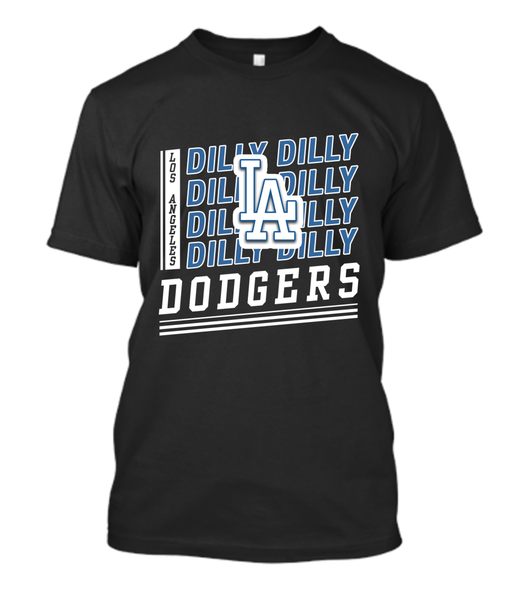 Los Angeles Dodgers Dilly Dilly LA Logo Stacked Text T-Shirt