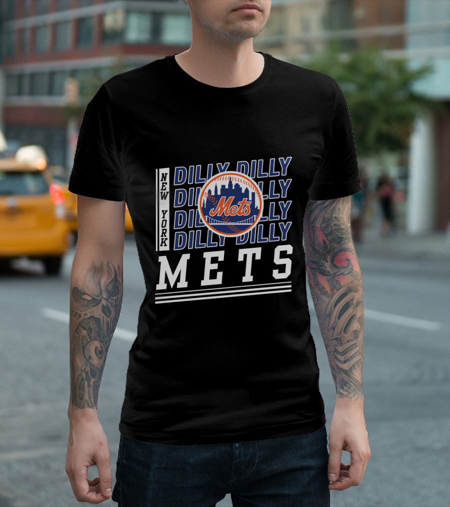 New York Mets Dilly Dilly Baseball Skyline T-Shirt