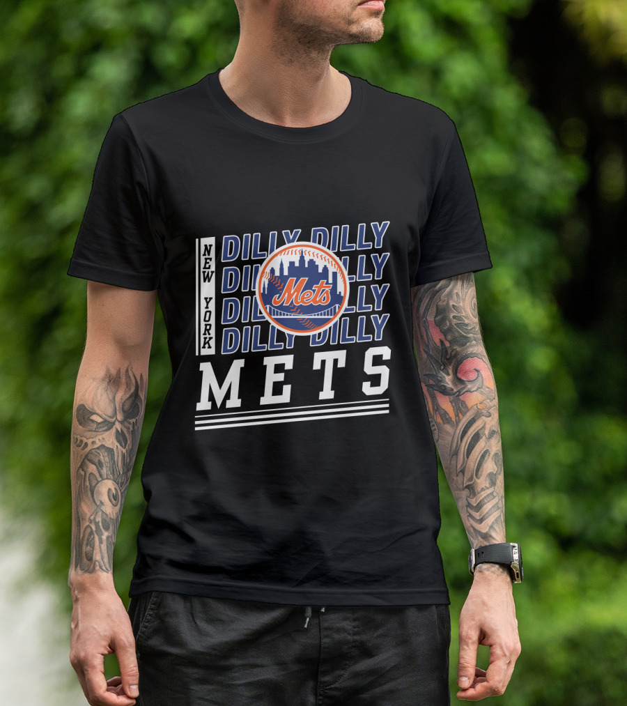 New York Mets Dilly Dilly Baseball Skyline T-Shirt
