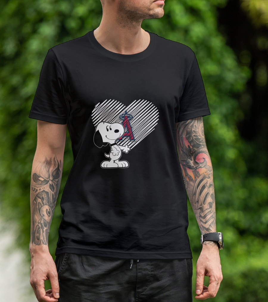 Snoopy With Los Angeles Angels Heart And Iconic T-Shirt