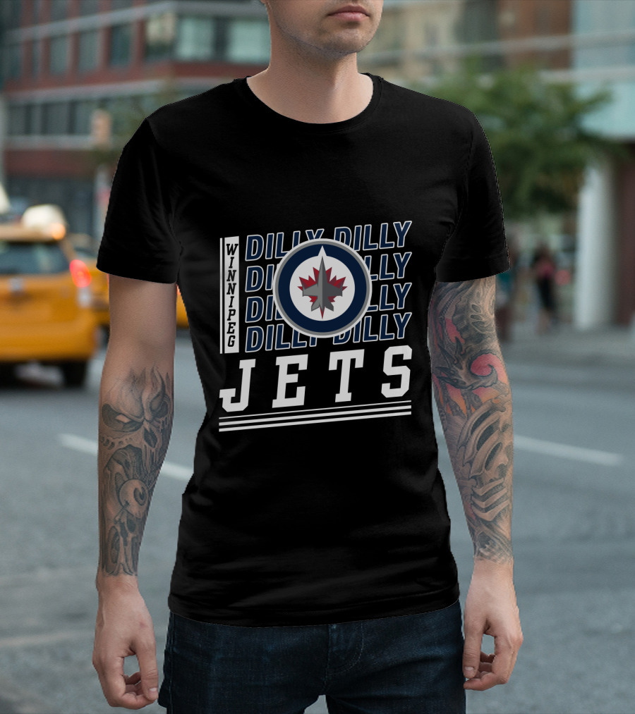 Winnipeg Jets Logo with Repeated Dilly Dilly Phrase T-Shirt