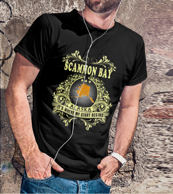 Scammon Bay Alaska It's Where My Story Begins Ornate Map T-Shirt
