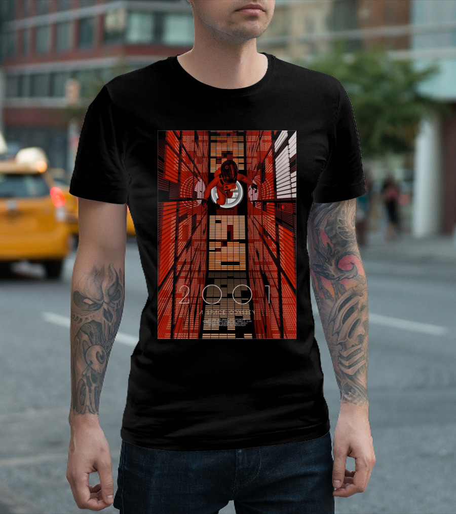 Futuristic Space Exploration in Red Hallway - 2001: A Space Odyssey T-Shirt