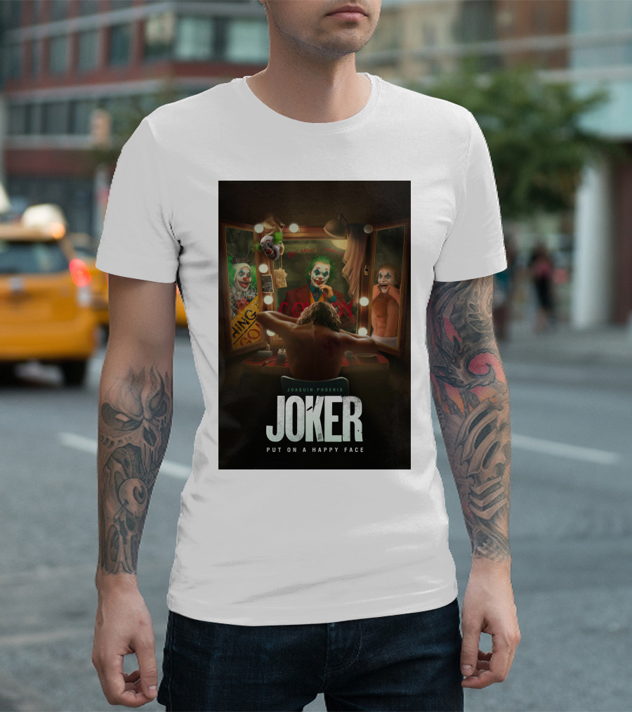 Joaquin Phoenix Joker Put on a Happy Face Mirror Reflection T-Shirt