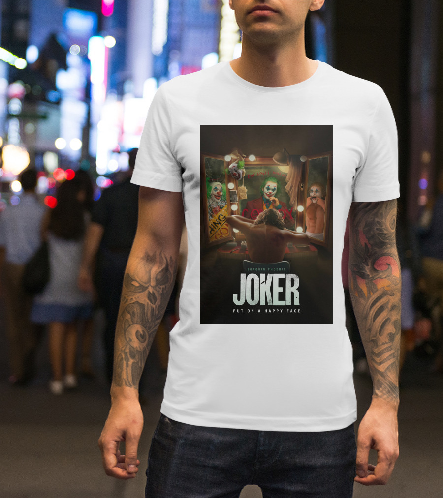 Joaquin Phoenix Joker Put On A Happy Face Mirror Reflection T-Shirt