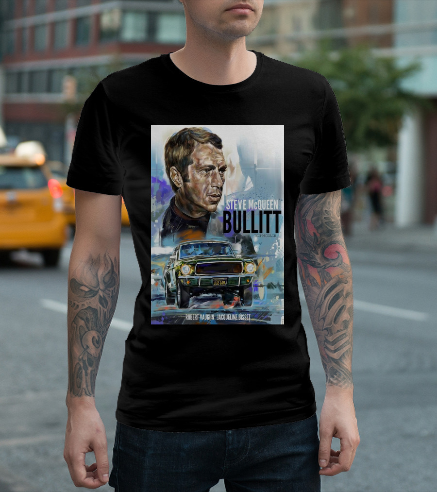 STEVE MCQUEEN BULLITT ROBERT VAUGHN JACQUELINE BISSET TECHNICOLOR MOVIE T-Shirt