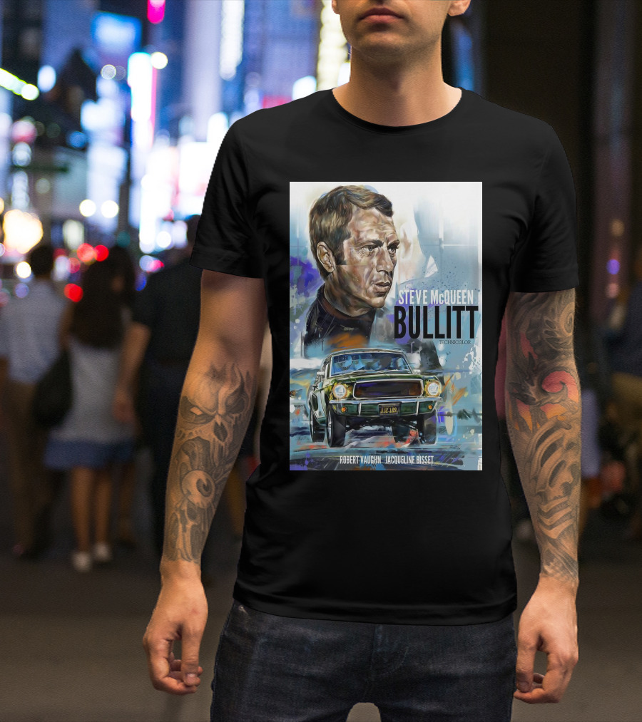 STEVE MCQUEEN BULLITT ROBERT VAUGHN JACQUELINE BISSET TECHNICOLOR MOVIE T-Shirt
