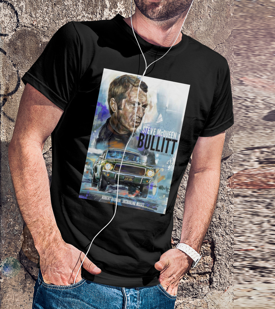 STEVE MCQUEEN BULLITT ROBERT VAUGHN JACQUELINE BISSET TECHNICOLOR MOVIE T-Shirt