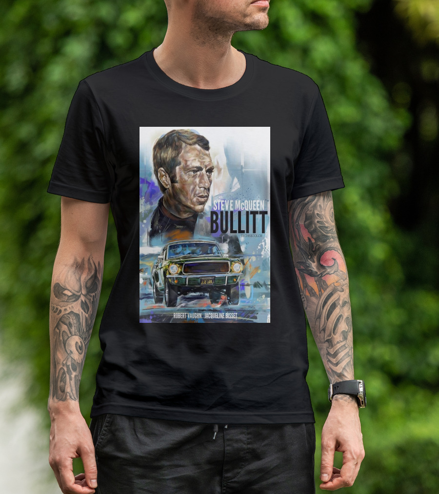 STEVE MCQUEEN BULLITT ROBERT VAUGHN JACQUELINE BISSET TECHNICOLOR MOVIE T-Shirt
