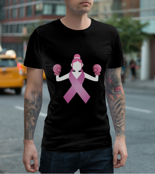 Breast Cancer Awareness Pink Ribbon Boxing Gloves Empowerment T-Shirt