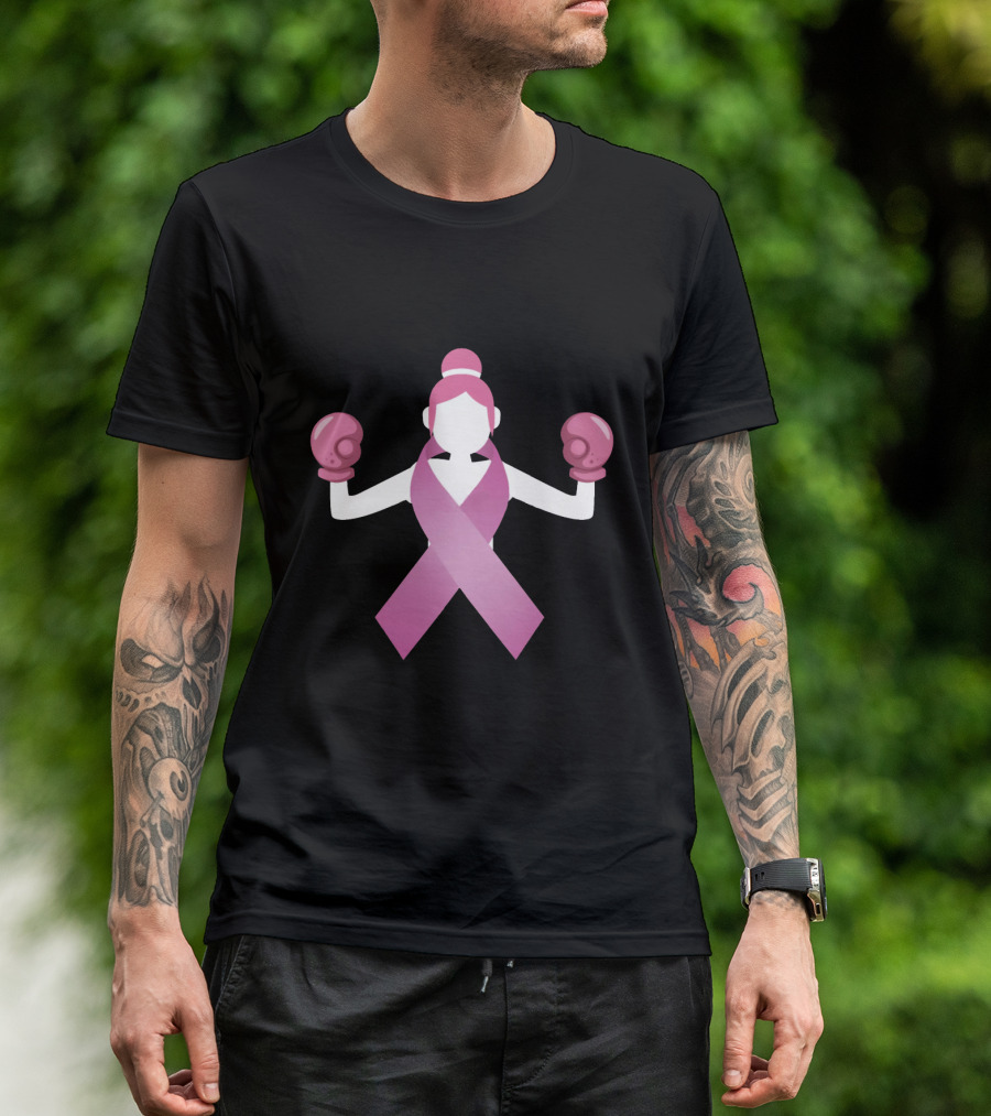 Breast Cancer Awareness Pink Ribbon Boxing Gloves Empowerment T-Shirt
