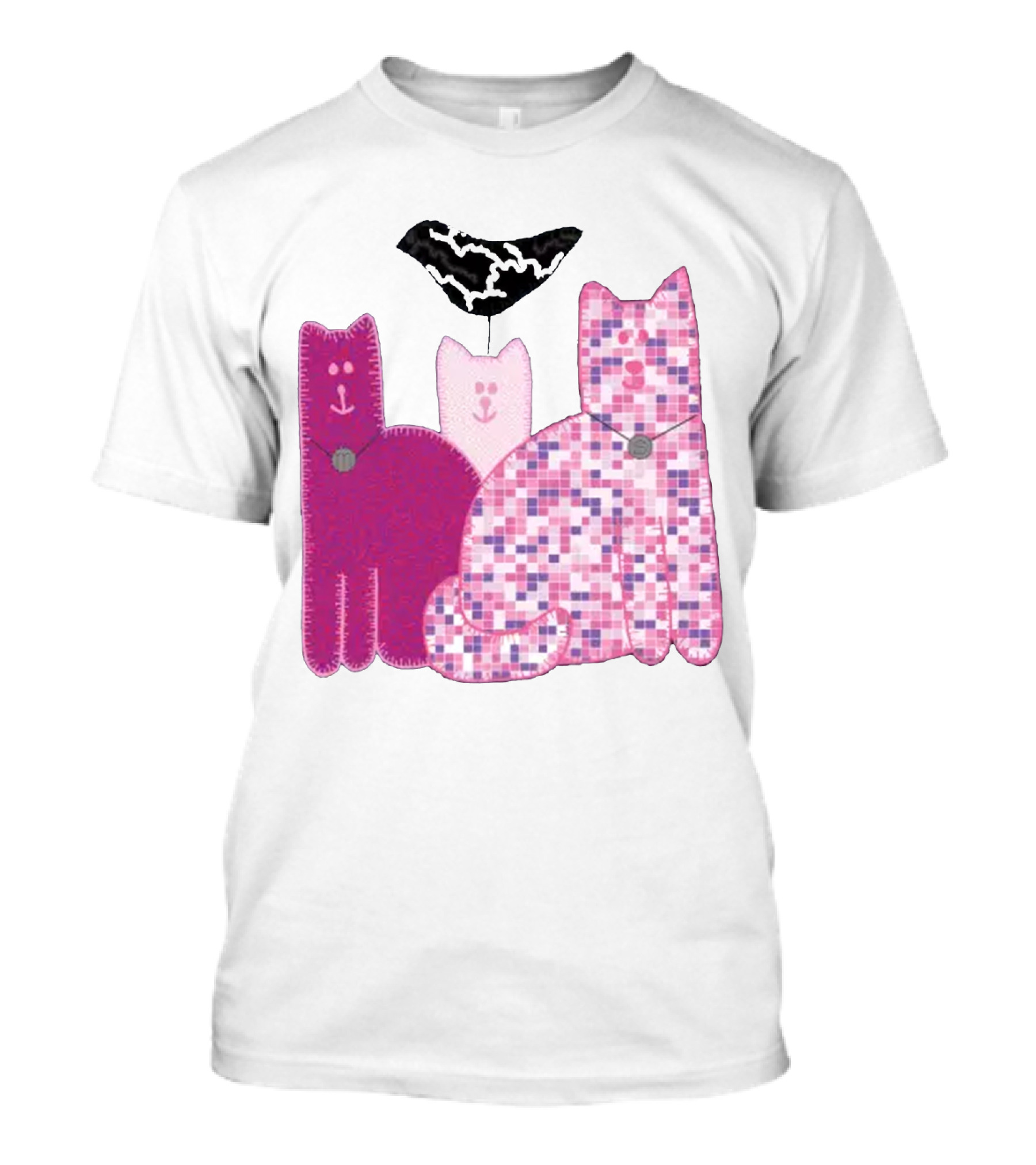Miranda Sings Cat Trio With Pixel Pink Pattern And Black Collar T-Shirt