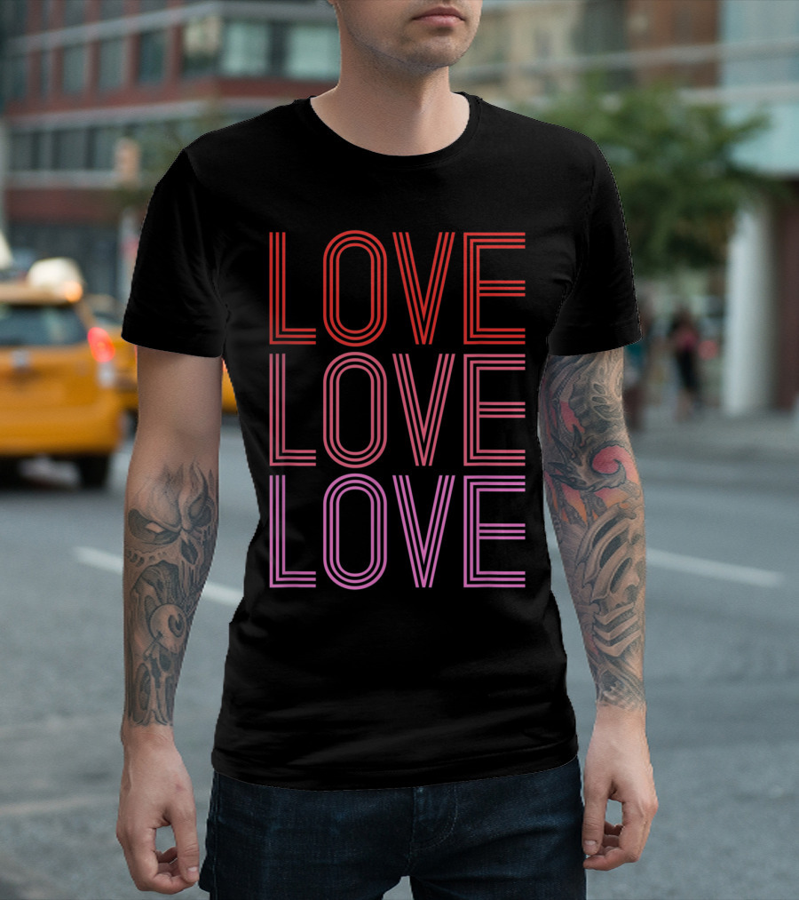 LOVE LOVE LOVE Bold Neon Typography T-Shirt