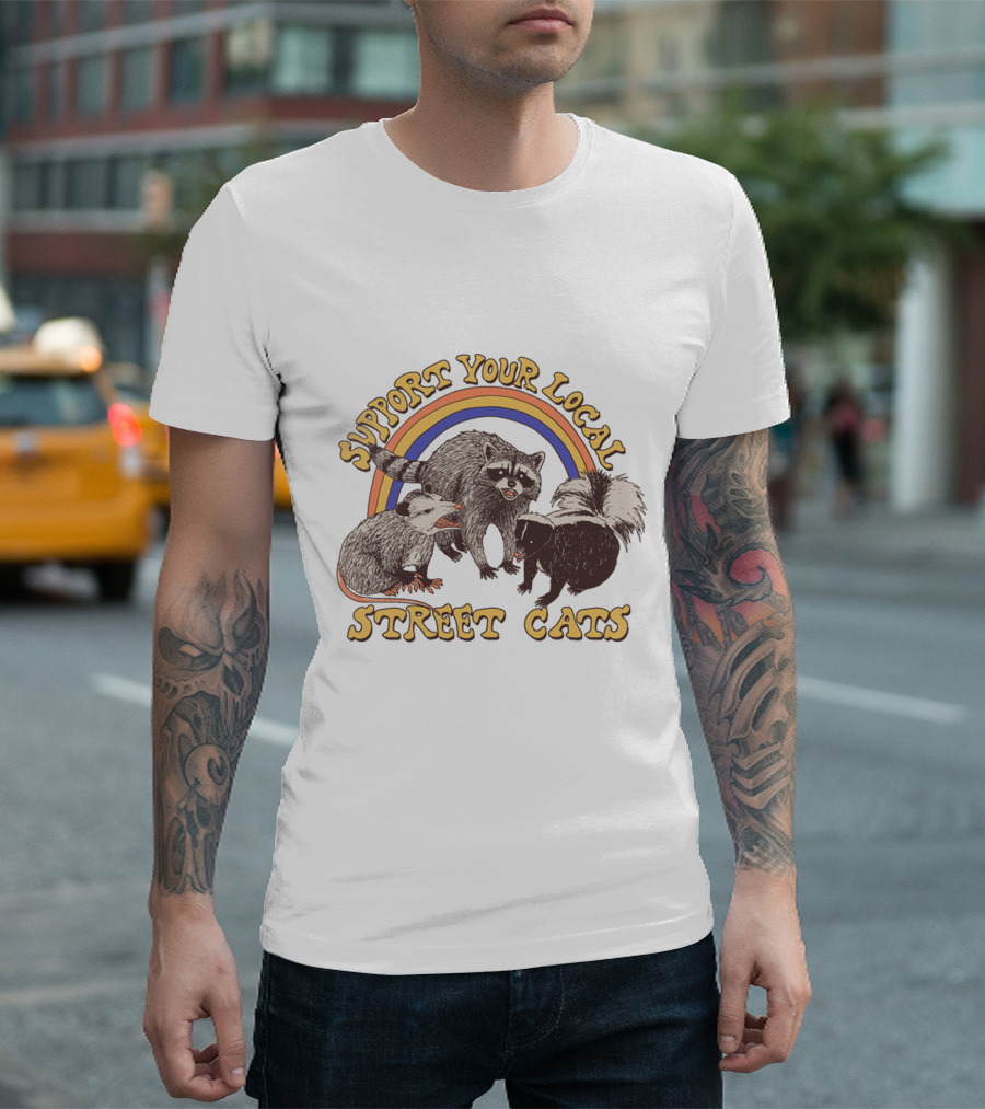 Support Your Local Street Cats Raccoon Skunk Possum T-Shirt