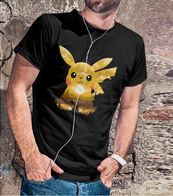 Pikachu Adorable Monster Moonlit Landscape T-Shirt