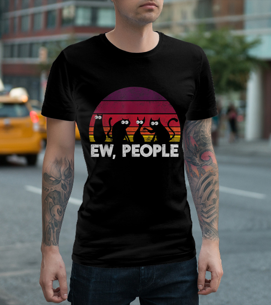 Funny Cat Sunset Ew People T-Shirt