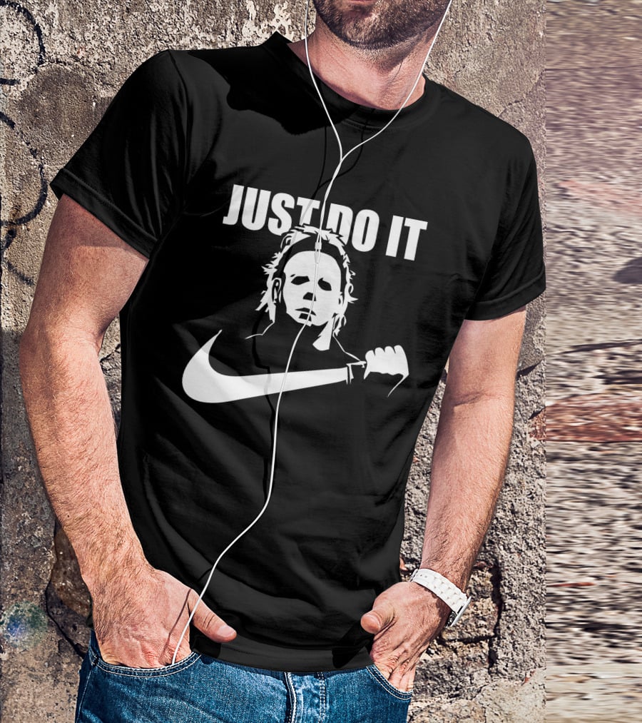 Just Do It Michael Myers Parody Swoosh T-Shirt