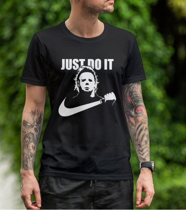 Just Do It Michael Myers Parody Swoosh T-Shirt