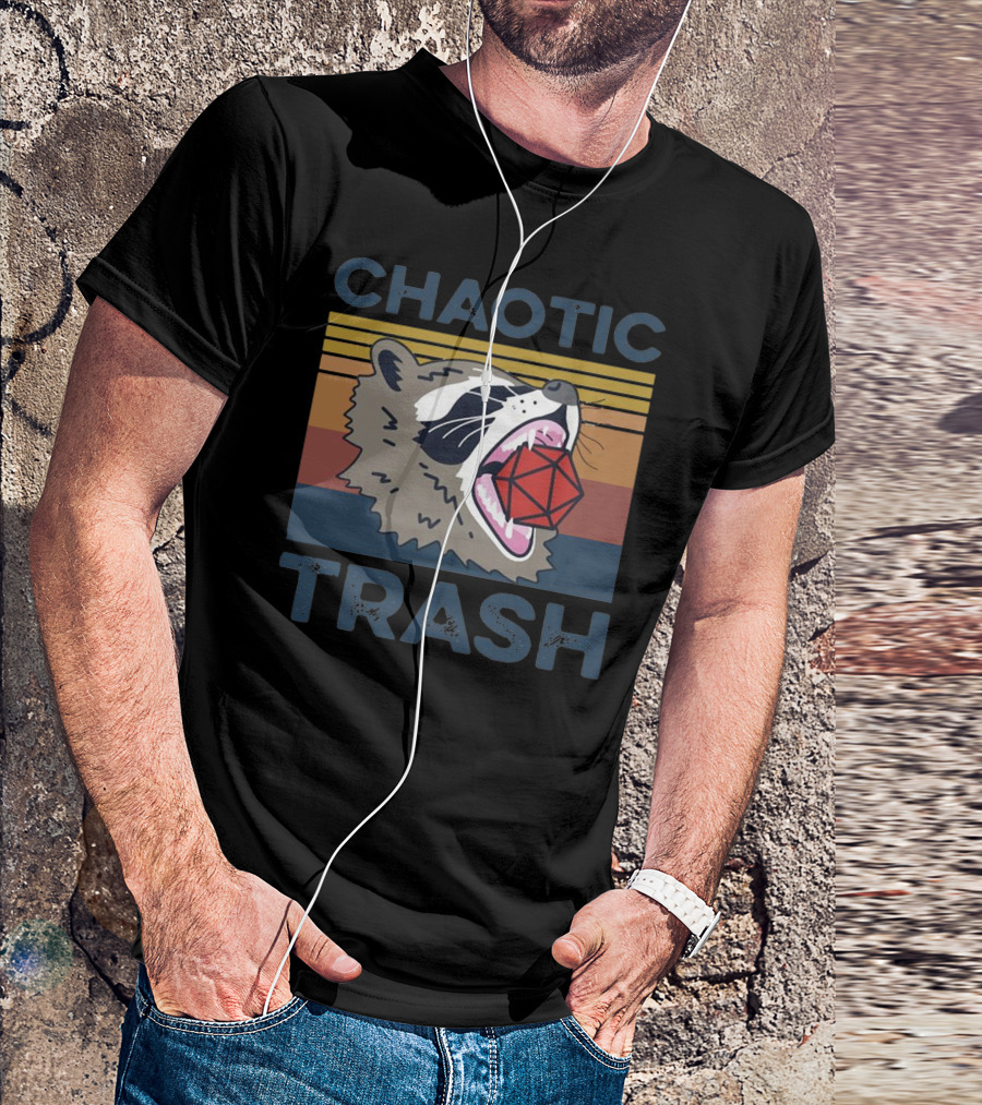Chaotic Raccoon Retro Trash Dice T-Shirt