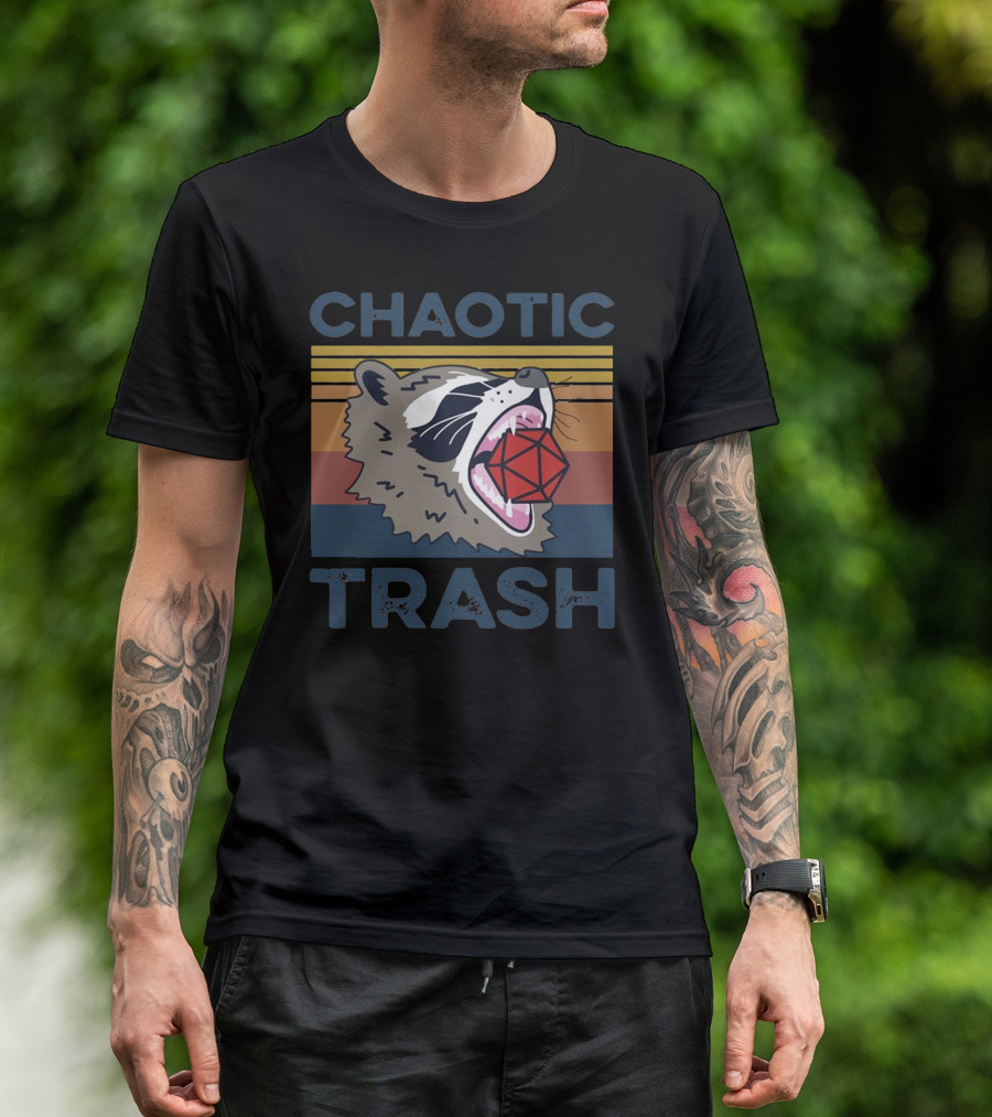 Chaotic Raccoon Retro Trash Dice T-Shirt