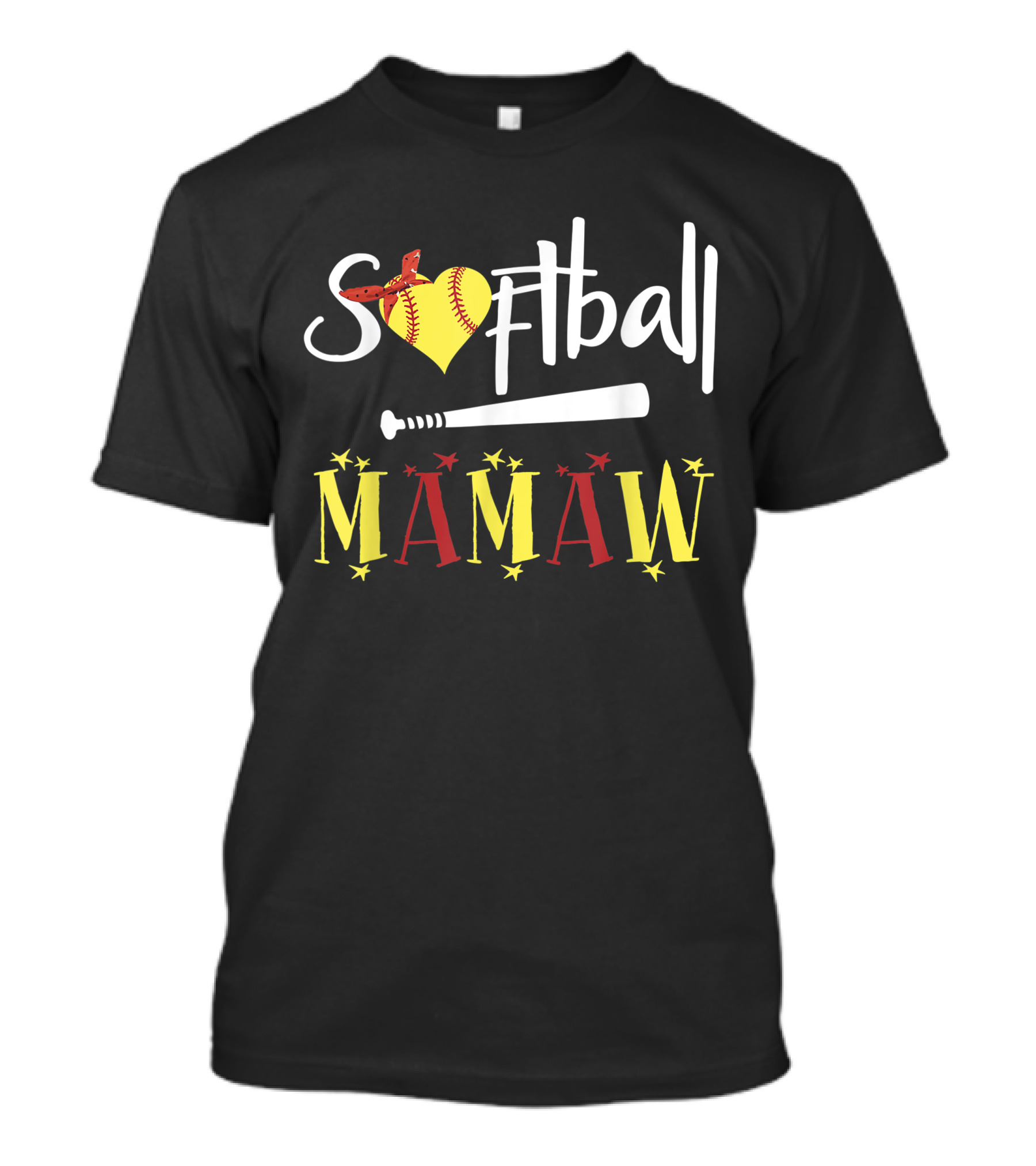 Softball Mamaw Heart And Bat With Stars T-Shirt