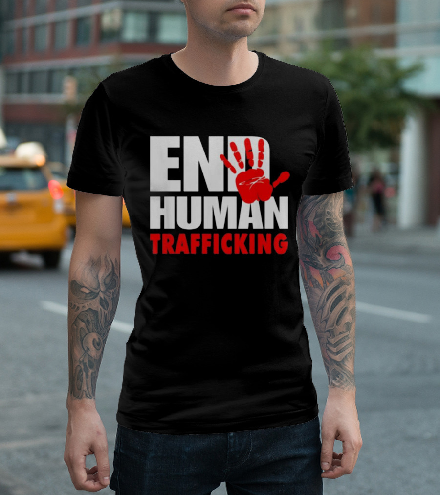 END HUMAN TRAFFICKING Red Handprint T-Shirt