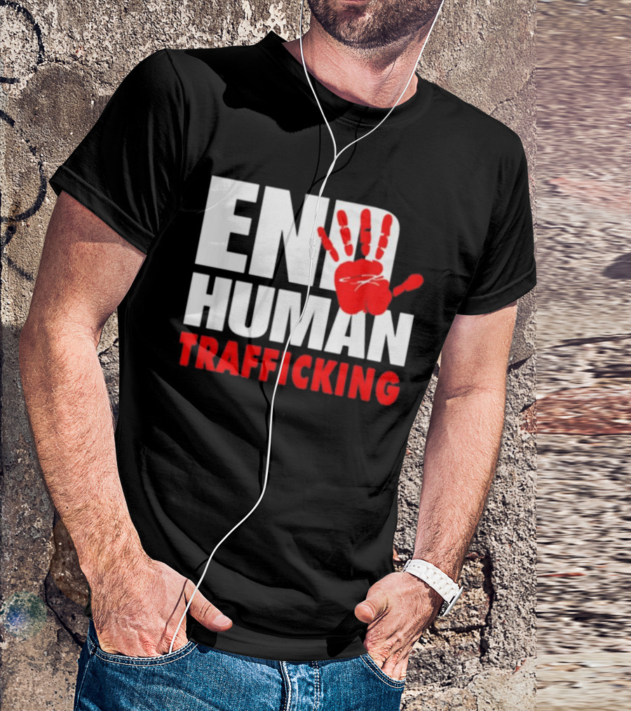 END HUMAN TRAFFICKING Red Handprint T-Shirt