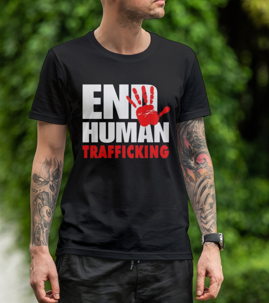 END HUMAN TRAFFICKING Red Handprint T-Shirt